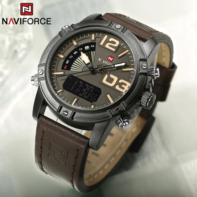 Leather Watch Band Men - NAVIFORCE, reloj para hombre de la