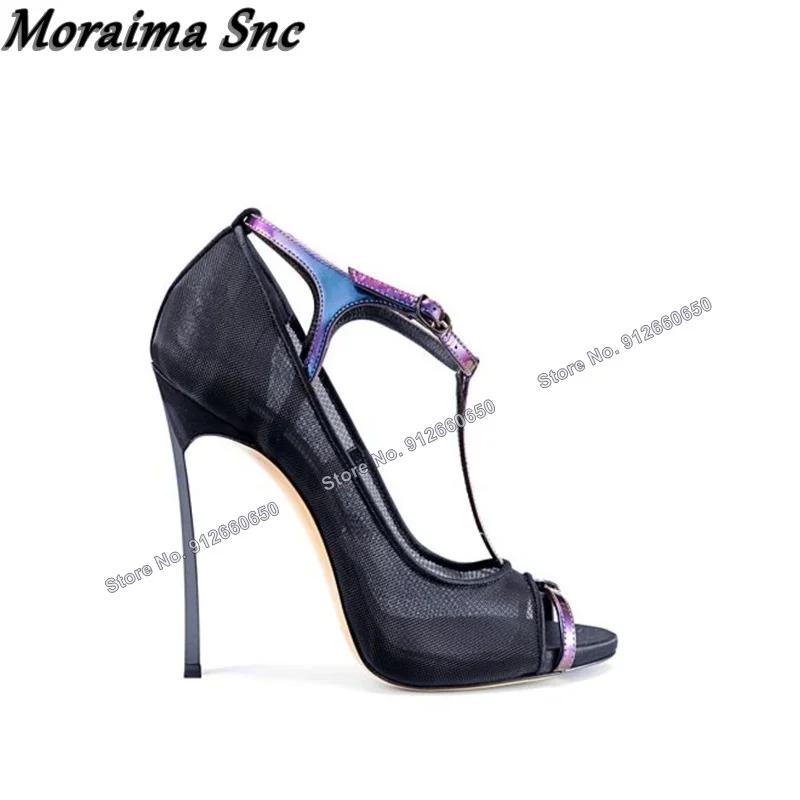 Mesh Strap Metal - Moraima Snc-Sandalias de tacón de Metal