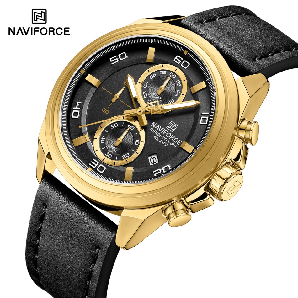 Leather Watch Band Men - NAVIFORCE Relojes de pulsera con manecillas