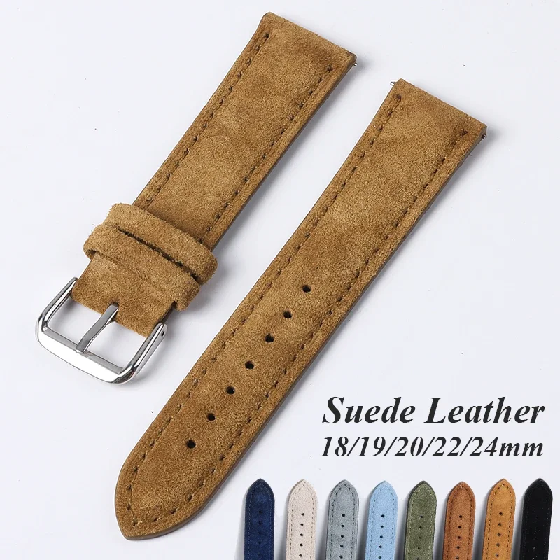 Suede Strap Watch - Correa de reloj de cuero genuino