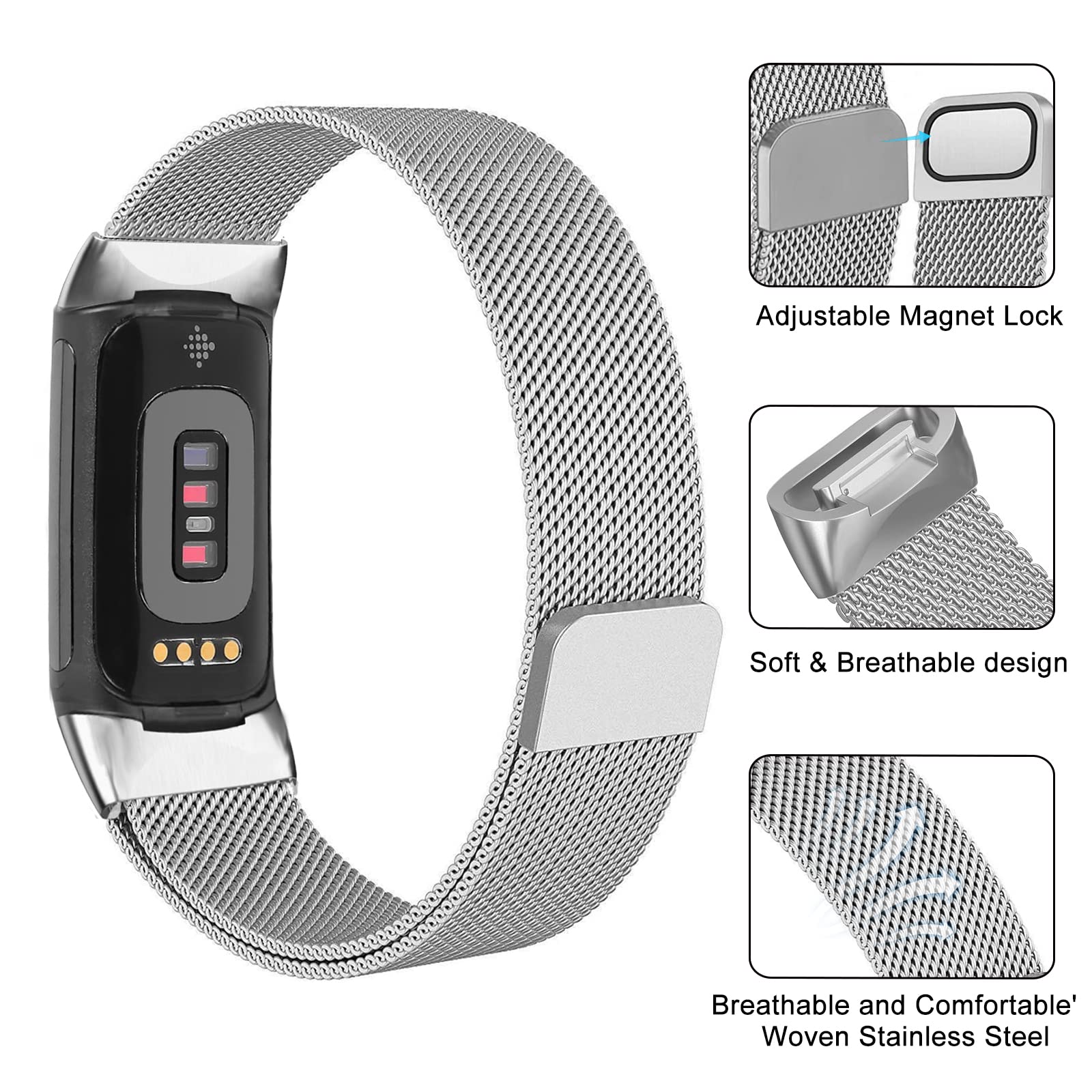 Milanese Loop Magnetic - Bucle milanés para fitbit charge 6