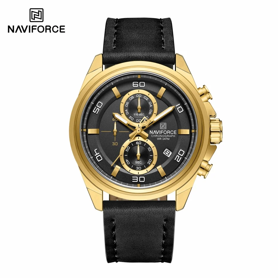 NAVIFORCE Relojes de pulsera c - Leather Watch Band Men reseña y precio